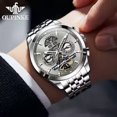OUPINKE-Relógio mecânico totalmente automático masculino, relógio de pulso luminoso, calendário ano mês safira, marca de luxo superior - comprar online