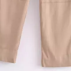 TRAF-Calça feminina de cetim cargo com bolsos, vintage, cintura alta, mosca com zíper, calça feminina, moda - loja online