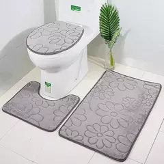 Imagem do Jogo antiderrapante da esteira do banho do banheiro, Tapete De Cobblestone, Tapetes de chuveiro absorventes, Tampa do vaso sanitário, 2Pcs Set, 3 Pcs