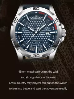 Imagem do NAVIFORCE-Relógio de quartzo impermeável masculino com pulseira de couro, relógio de pulso esportivo masculino, marca de moda