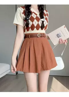 Shorts femininos casuais de cintura alta linha A saias, calças femininas soltas irregulares e chiques, moda verão, novo, 2024
