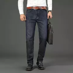 Imagem do Wthinlee-Calça Jeans Stretch Casual Masculina, Calças Jeans Trabalho, Roupa de Marca Masculina Clássica, Azul, Preta, Nova, Moda