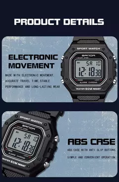 Imagem do SANDA-Militar Masculino Resistente à Água Relógios Esportivos, Big Dial LED Digital Relógios de Pulso, cronômetros para Masculino, Exército, Moda, 2156