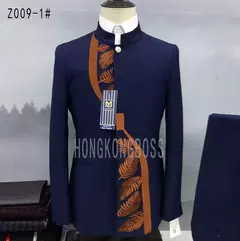 Conjunto de terno de túnica masculino single breasted stand colarinho, blazers, jaqueta, calças, boutique, moda casual, casaco, calças, 2 peças, 2023 - Wolf Magazine