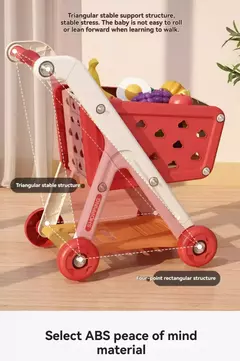 Grande carrinho de compras de supermercado para crianças, carrinho para crianças, brinquedos Push Car, simulação de frutas, comida, presentes de aniversário, novo - comprar online