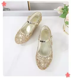Imagem do Sapato de salto alto de cristal infantil, sandálias de cristal, fivela, princesa sapato de dança, desempenho estudantil, couro, meninas, moda