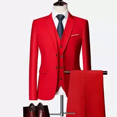 Terno de casamento fino com três peças para homens, conjuntos monocromáticos de negócios e escritório, blazer grande, calça e colete, moda luxo - loja online