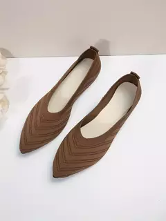 Sapatos baixos de dedo apontado para mulheres, Cor sólida, Sapatos de malha, Mocassins casuais, Sapatilhas respiráveis - comprar online