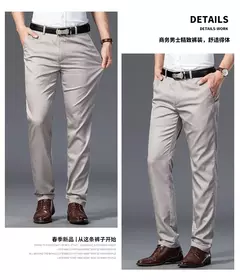 KUBRO-Calça casual de negócios masculina, calça comprida, manga reta elástica, moda formal, plus size 28-40, verão