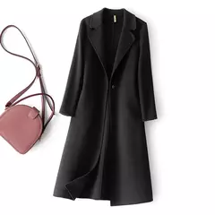 2023 elegante simples casaco feminino outono e inverno novo um botão pura lã reversível casaco de lã longo selvagem top das mulheres - comprar online