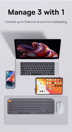Baseus-Teclado Ergonômico Sem Fio, 2.4G, Bluetooth 5.0, Keycap Numérico para iPad, MacBook, Tablet, Laptop, PC, Office Game
