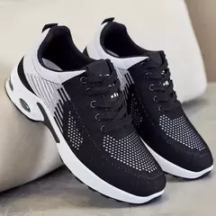 Tênis de corrida respirável feminino, tênis feminino, malha leve, almofada de ar, calçados esportivos, ao ar livre, com renda, treinamento, verão, novo - loja online