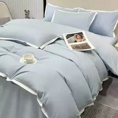 Imagem do Estilo simples conjuntos de cama ?????????? ????? lavado escovado Duvet Cover com fronha lençóis de luxo conjunto cama rainha/king size