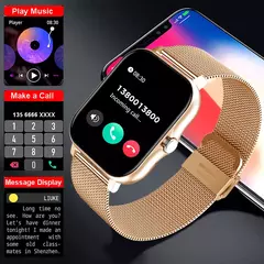 Relógio inteligente quadrado para homens e mulheres, rastreador de fitness, relógio inteligente esportivo, toque de discagem, música, Smartclock para Android, iOS - loja online