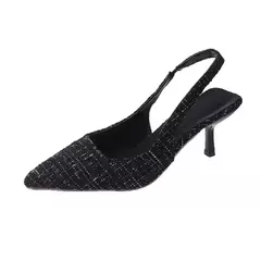 Sandálias de salto alto com sal marinho para mulheres, sapatos únicos com meia-cabeçada traseira oca, moda casual versátil - Wolf Magazine