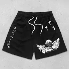 Calções de Ginásio Y2K para Homens e Mulheres, Angel Cross Impressão 3D, Casual Sports, Malha, Secagem Rápida, Respirável, Basquetebol, Verão, Unissex - comprar online