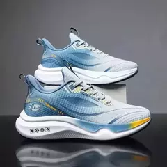 Imagem do Sapatilhas esportivas casuais masculinas, Sapatilhas populares de malha de peixe, Tênis de corrida respiráveis, Moda