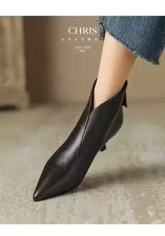 Botas de salto baixo para mulheres, boca rasa, confortável, de escritório, sapatos femininos, alta qualidade, novo, 2024 - loja online