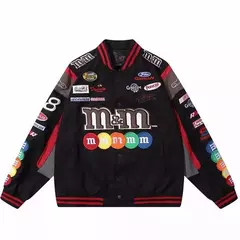 Jaqueta de beisebol M Letter bordada para homens e mulheres, casacos Harajuku, hip-hop, casais estampados, remendo do colégio, jaquetas bomber Y2K - comprar online