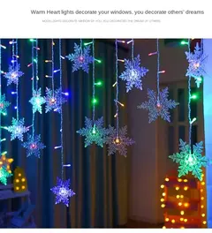 LED Fairy String Luzes De Natal, Floco De Neve Cortina, Guirlanda Impermeável, Festa De Feriado, Decoração De Natal, 3.5m, 2024 na internet