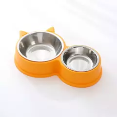 Novo filhote de cachorro gatinho suprimentos de alimentação dois tigelas para animais de estimação bebedor de comida para cães de aço inoxidável prato bebendo para animais de estimação dispositivo de acesso alimentador - comprar online
