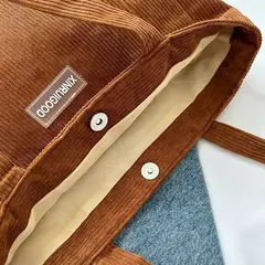 Imagem do Bolsa de ombro grande para senhoras, sacola de veludo na moda, bolsa monocromática com bolso frontal