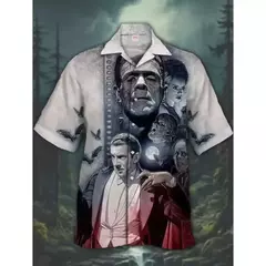 Imagem do Camisas estampadas em 3D papagaio masculinas, camisas havaianas de praia, manga curta, moda casual, lapela de carreira
