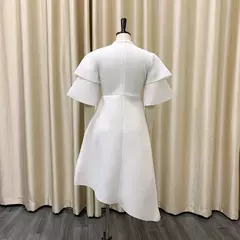 Imagem do Vestido longo de babados fairyshely sólido para mulheres, manga curta, grande e grande, festa de verão para mulheres, vestido curvilíneo apertado, tamanho grande, 2021