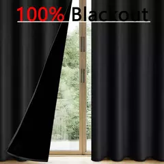 Imagem do Cortinas monocromáticas blackout, sombreamento completo e proteção solar, quarto e sala de estar, 100% blackout, 1pc