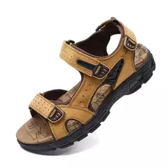 Sandálias masculinas de couro para menino, sapatos de grife da moda, verão, marca original, 2024 - loja online