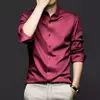Camisas masculinas de manga comprida, camisas de vestido masculinas, blusa de negócios sociais, cor sólida, anti-rugas, alta qualidade