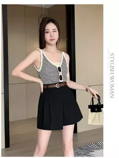 Shorts femininos casuais de cintura alta linha A saias, calças femininas soltas irregulares e chiques, moda verão, novo, 2024 - comprar online