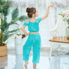 Michella moda meninas teal-azul princesa jasmim cosplay vestido de halloween vestido de festa de aniversário - comprar online