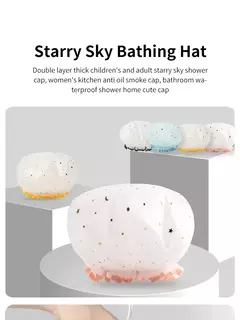Double-Layer Shower Cap para senhoras, PVC, impermeável, à prova de óleo, banheiro, cozinha, agregado familiar, banhando-se - Wolf Magazine