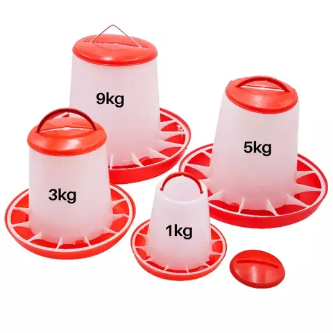 1/3/5/9kg balde alimentador automático de frango galo galinha dispositivo de alimentação, animais de fazenda aves codorna pombos suprimentos de alimentação 1 pc