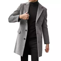 Casaco de lã de manga comprida masculino, peito único, quebra-vento britânico, tendência da moda, terno novo, outono e inverno, 2023 - comprar online