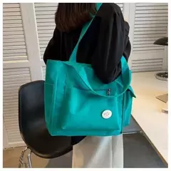 Bolsa de ombro de grande capacidade feminina, sacola de estudante, bolsa de classe, lona, nova moda, 2023