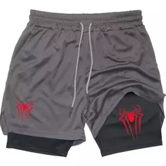 Calções desportivos com estampa aranha masculina, casual, ginásio, compressã - Wolf Magazine