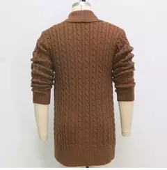 Jaqueta de cardigã de tricô slim fit masculina, casaco masculino, manga comprida, estilo britânico, roupas de botões, primavera, outono, 2024 - Wolf Magazine