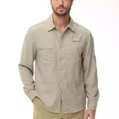 Camisas de Botão Táticas Masculinas, Manga Comprida, Casual, Pescaria, Carga, Caminhada, Trabalhando, Blusa, UPF 50 Plus - comprar online