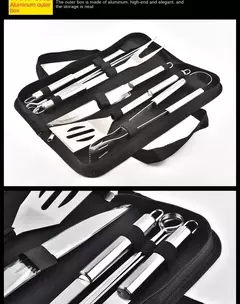 Conjunto De Ferramentas De Combinação De Churrasco, Forno De Aço Inoxidável, Saco De Pano Portátil, Ferramenta De Cozimento Ao Ar Livre