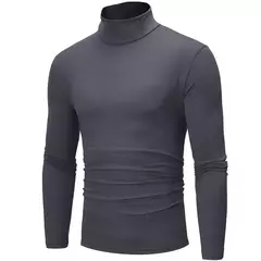 Gola alta masculina malha suéteres de algodão, pulôveres finos, roupas de escritório, tops masculinos, monocromáticos, vinho tinto - Wolf Magazine