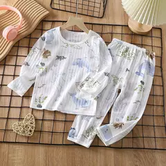 Conjunto de pijamas de manga comprida infantil, Seção fina, Roupa de bebê, Roupa doméstica, Meninos, Meninas, Crianças, Verão, Novo, 2022 na internet
