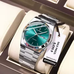 POEDAGAR-Relógio de pulso quartzo de luxo masculino com caixa, relógios esportivos impermeáveis, luminoso, data semana, aço inoxidável, relógio masculino - comprar online