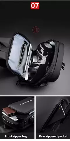Bolsa de Ombro Multifuncional Anti-Roubo USB para Homens, Bolsa Crossbody Masculina, Messenger Pack, Travel Sling Chest Bags, Cross Body Pack