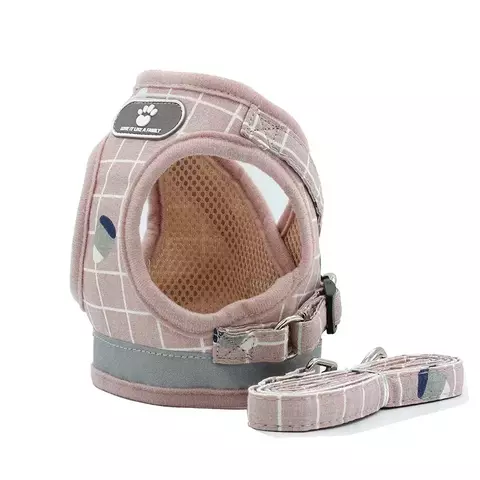 Arnês para cães de náilon colete de malha respirável ajustável conjunto de arnês e trela para cães pequenos gatos coleira reflexiva para animais de estimação para filhote de cachorro