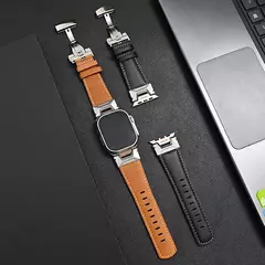 Pulseira de couro para Apple Watch, Ultra 2, 49mm, Pulseira Masculina, Bracelete para iWatch Series 9, 7, 8, 6, 5, 4, Se, 3, 45mm, 44 milímetros, 42 milímetros
