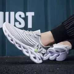 Tênis de corrida casual masculino, tênis de corrida, tênis de malha respirável, calçados esportivos leves que absorvem choques, branco, preto, ao ar livre - loja online