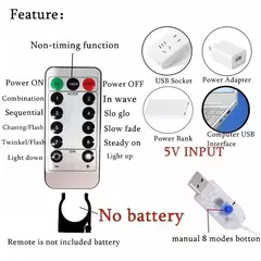 LED USB Curtain String Fairy Lights, Guirlanda de Natal, Remoto para Festa, Jardim, Casa, Decoração de Casamento, Ano Novo, 8 Modos, 6 m, 3m, 2025 - Wolf Magazine