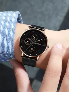 Relógio de quartzo casual masculino, malha de aço, relógios de pulso, relógio masculino, nova moda
